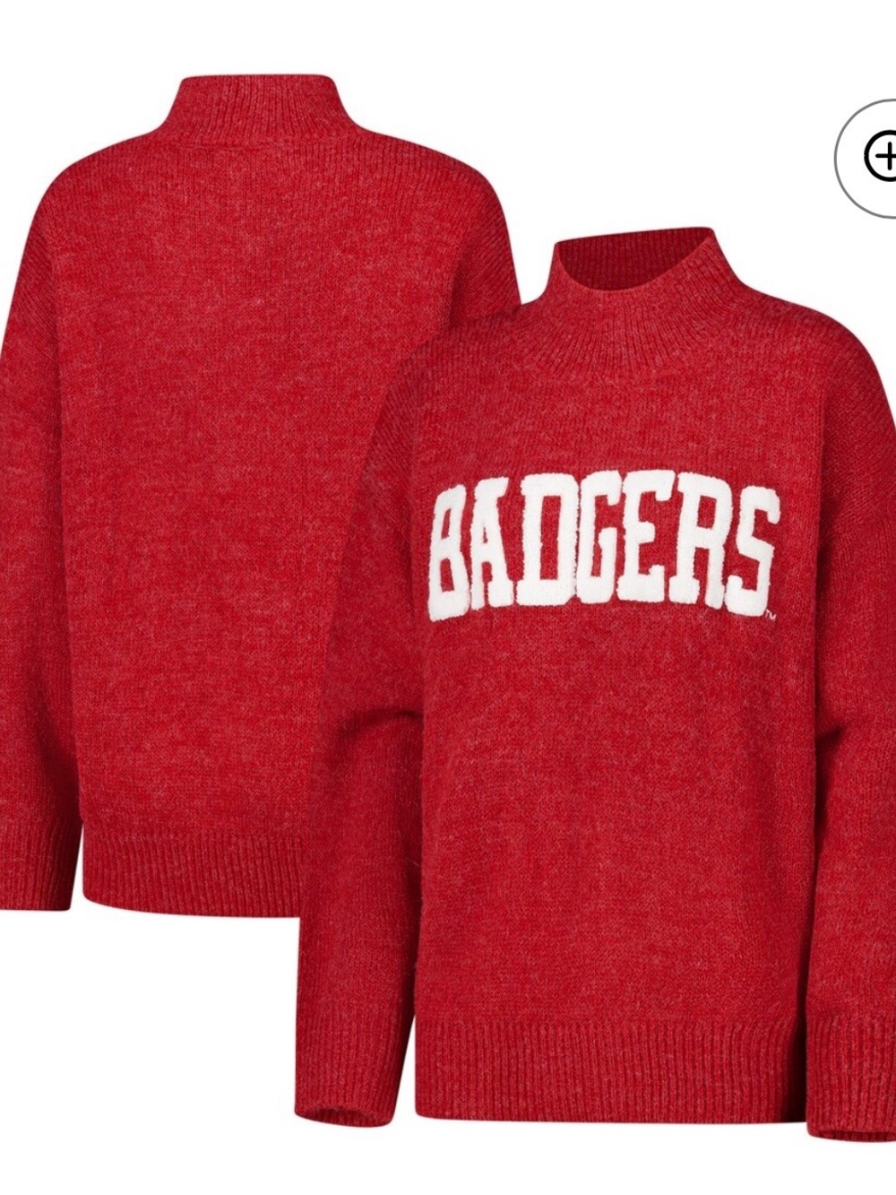 Heathered Red University of Wisconsin Badgers Mock Neck Sweater size small